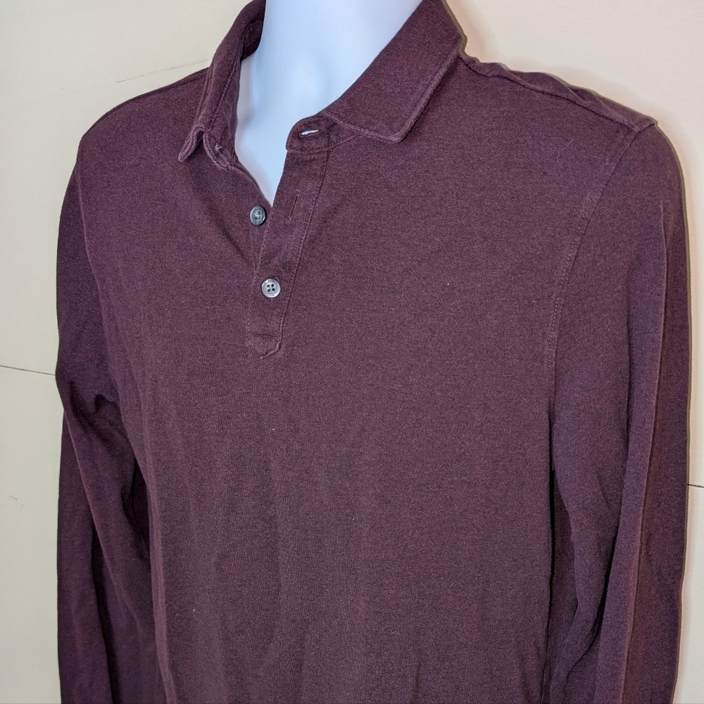 Banana Republic Performance Pique Polo Long Sleeves Deep Red - Picture 2 of 7